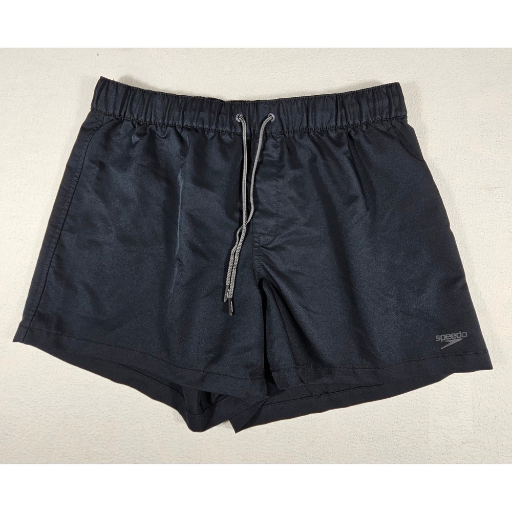 Speedo Mens Swim Trunks Black Elastic Waist Drawstring Shorts 7722277 Large